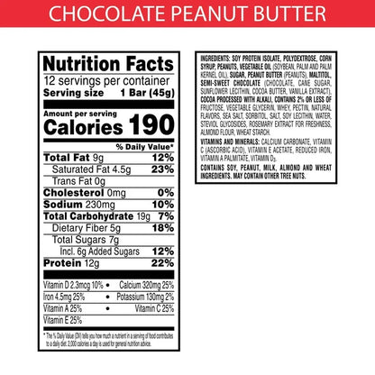 Special K Bar Chocolate Peanut Butter Chewy Protein Meal Bars, 12g Protein Snacks, 12 Bars