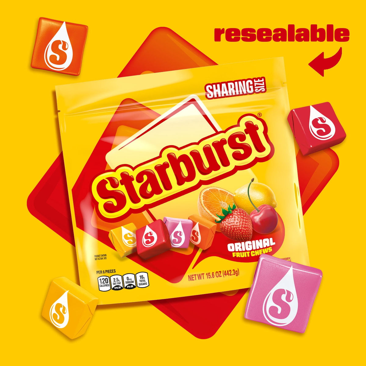 Starburst Original Fruit Chews Chewy Candy, Sharing Size Bag, 15.6 oz