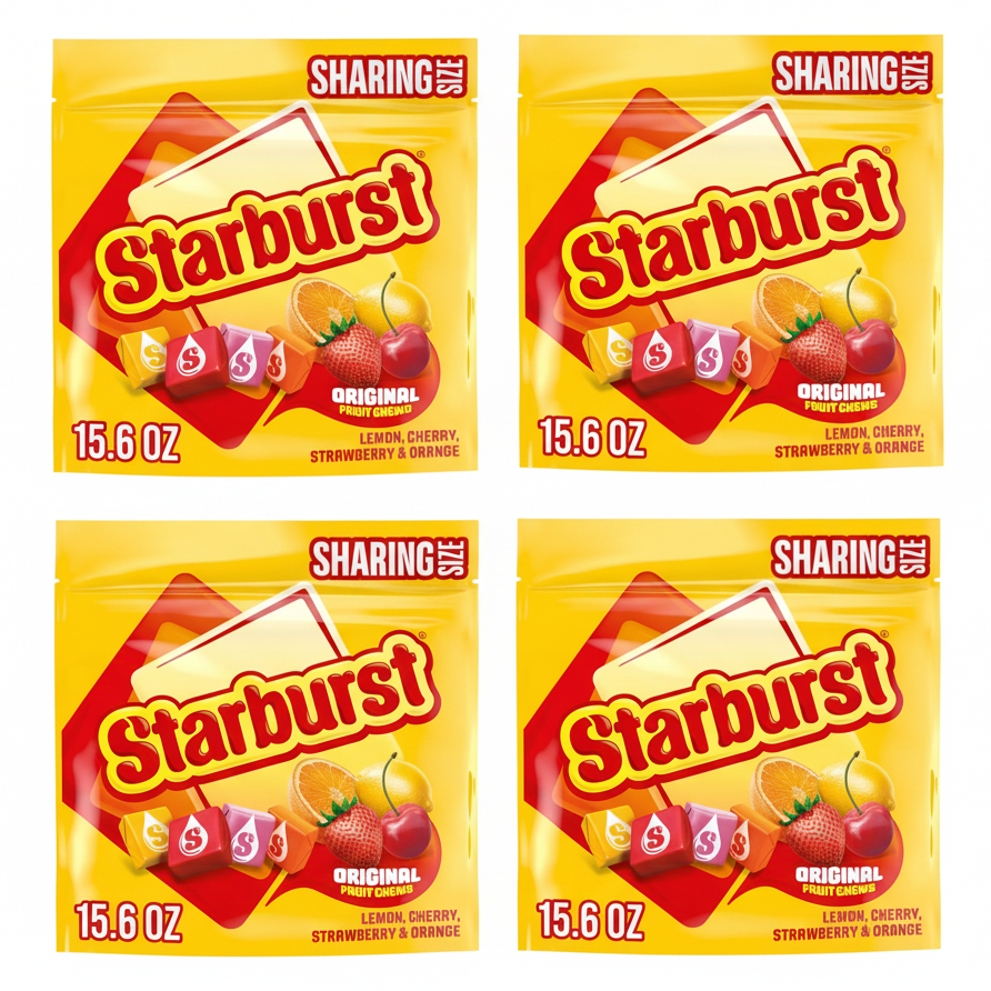 Starburst Original Fruit Chews Chewy Candy, Sharing Size Bag, 15.6 oz - 4 Pack