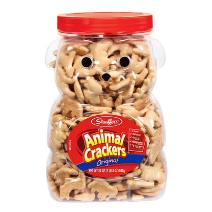 Stauffer's Original Animal Crackers, Resealable Family Size Bear Jug, Low Fat Snack for Kids & Adults, 24 oz