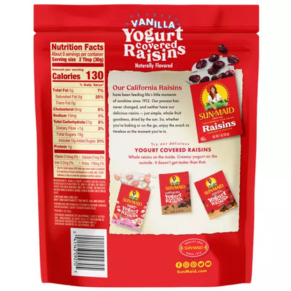Sun-Maid Vanilla Yogurt Covered Raisins Resealable Bag, 8oz.