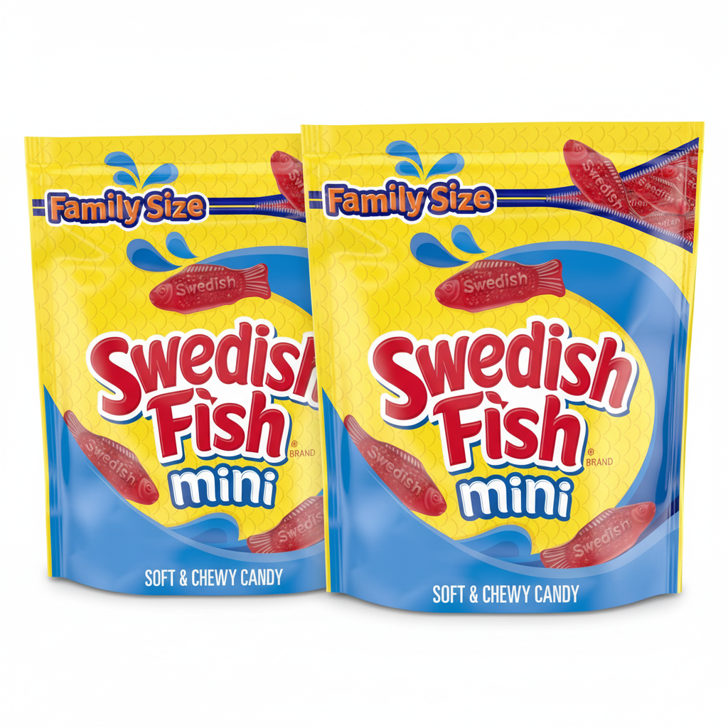 SWEDISH FISH Mini Soft & Chewy Gummy Candy, Family Size Bulk Bag, 1.8 lb - 2 Pack