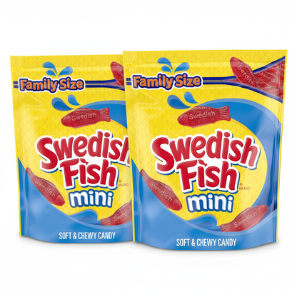 SWEDISH FISH Mini Soft & Chewy Gummy Candy, Family Size Bulk Bag, 1.8 lb - 2 Pack