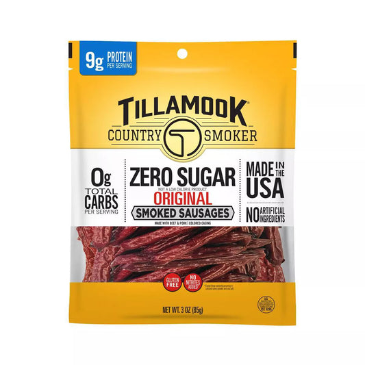 Tillamook Country Smoker Zero Sugar Original Smoked Sausages Sticks, 3oz.