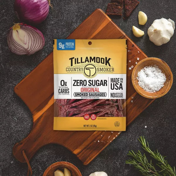 Tillamook Country Smoker Zero Sugar Original Smoked Sausages Sticks, 3oz.