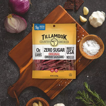 Tillamook Country Smoker Zero Sugar Original Smoked Sausages Sticks, 3oz.