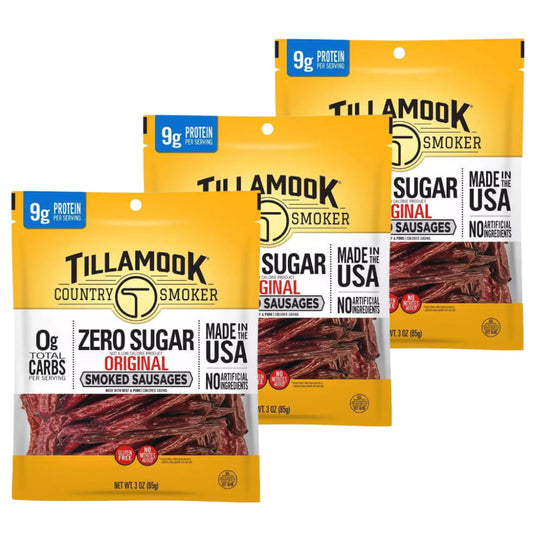Tillamook Country Smoker Zero Sugar Original Smoked Sausages Sticks, 3oz. - 2 pack