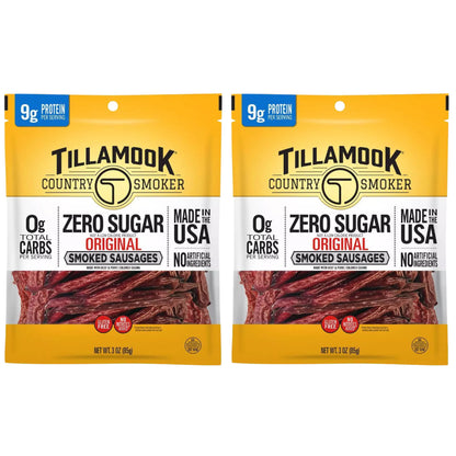 Tillamook Country Smoker Zero Sugar Original Smoked Sausages Sticks, 3oz. - 2 pack