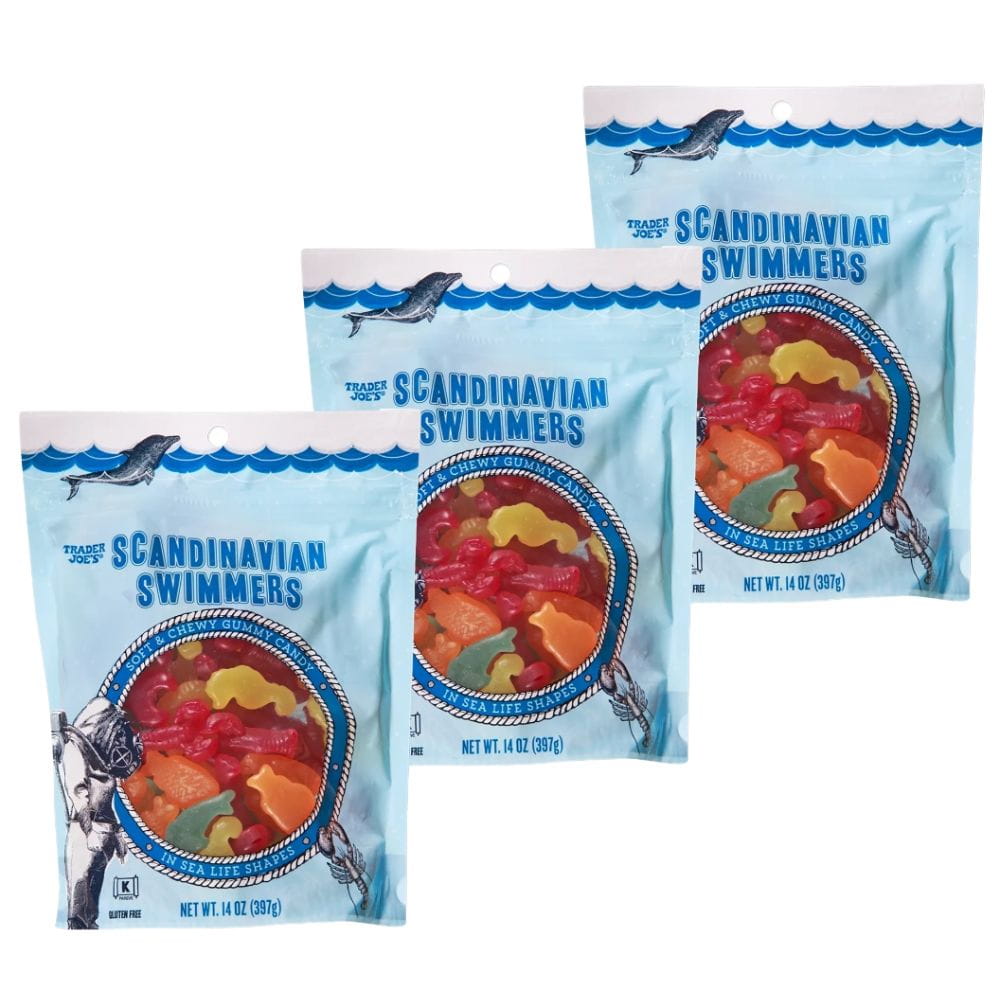 Trader Joe's Scandinavian Swimmers, Soft and Chevy Gummy Candy, 14 oz - 3 Pack