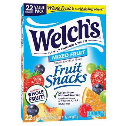 Welch's Fruit Snacks Gluten-Free Mixed Fruit Soft Fruit Snacks, 22 ct
