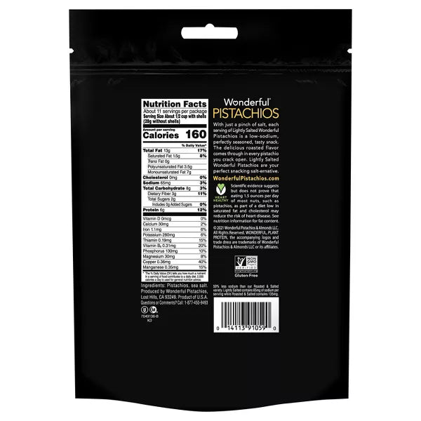 Wonderful Lightly Salted Roasted Pistachios, 20oz.