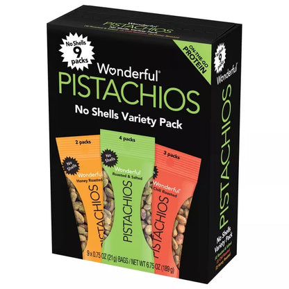 Wonderful Pistachios No Shell Variety Multipack, 0.75oz/9ct.