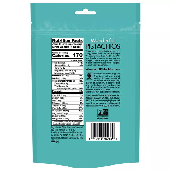 Wonderful Pistachios No Shells Sea Salt & Vinegar, 11oz.