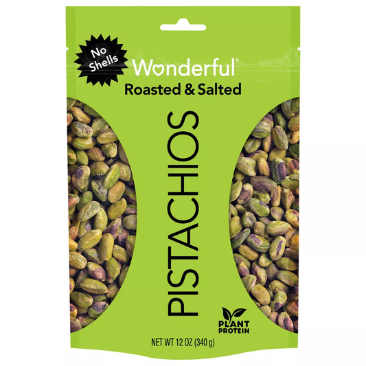 Wonderful Roasted & Salted No Shells Pistachios, 12oz