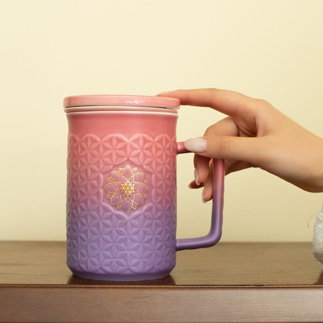 Flower of Life 3-in-1 Tea Mug with Infuser, Ceramics 15.5 oz-9