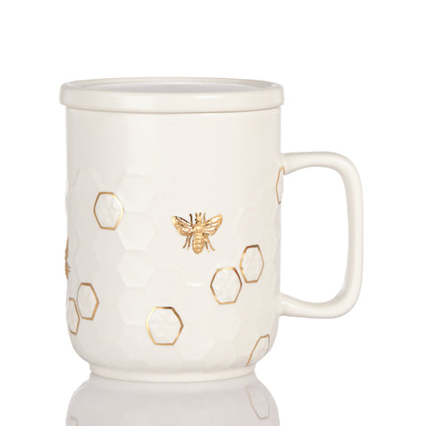 Honey Bee Mug with Lid, Ceramics 15.5 oz-0