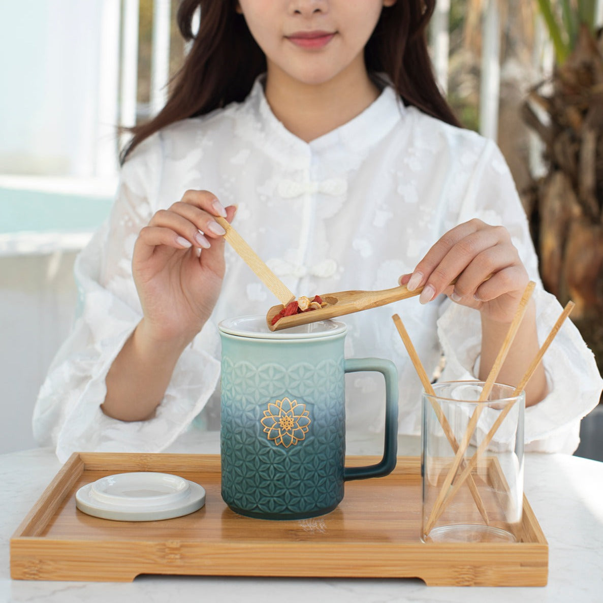 Flower of Life 3-in-1 Tea Mug with Infuser, Ceramics 15.5 oz-4