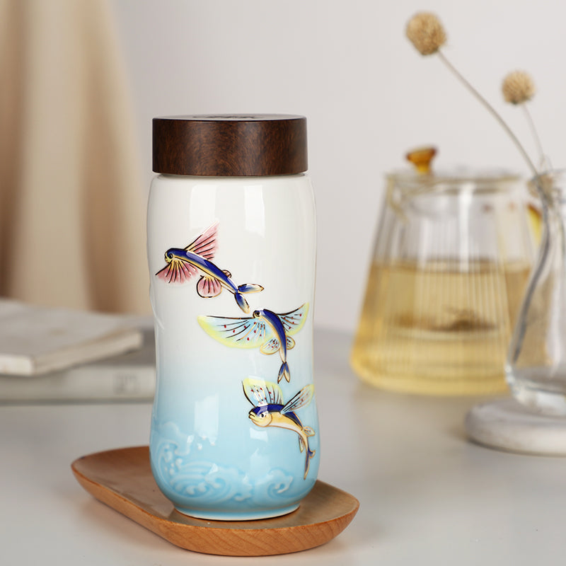 The Joy of Fish Travel Mug, Ceramics Double Wall 12.3 oz-8
