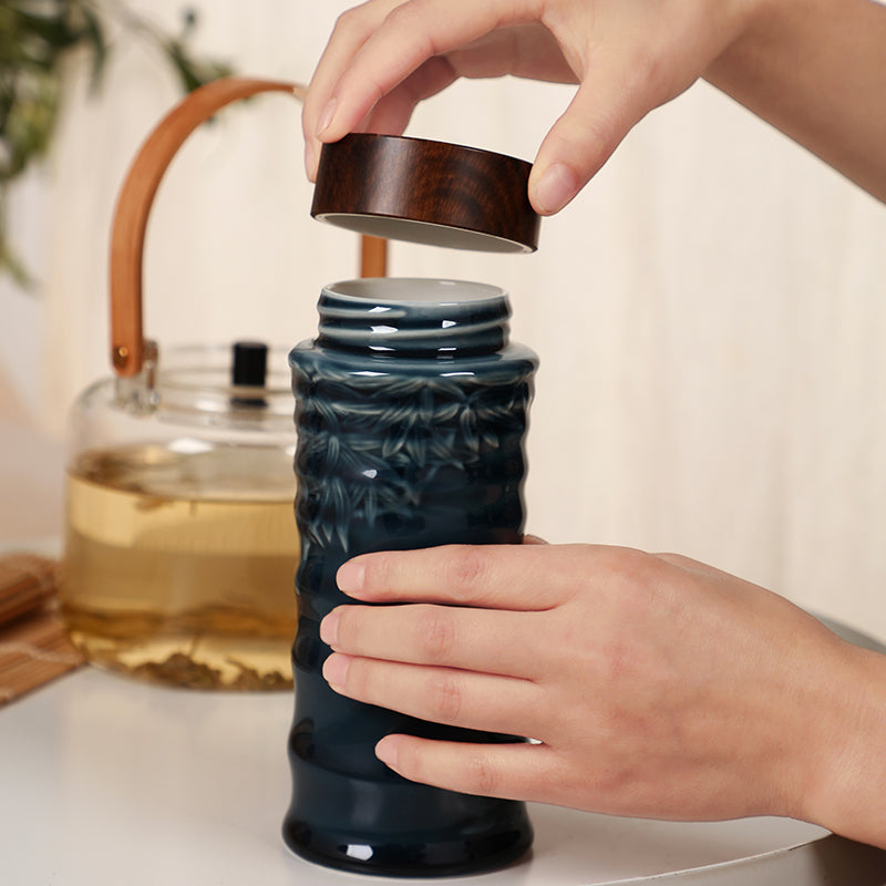 Bamboo Joint Tea Travel Mug, Ceramics 12.3 oz-12