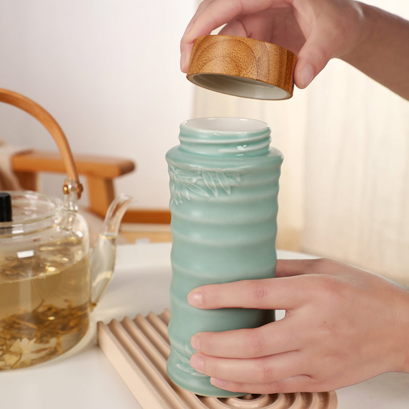 Bamboo Joint Tea Travel Mug, Ceramics 12.3 oz-9