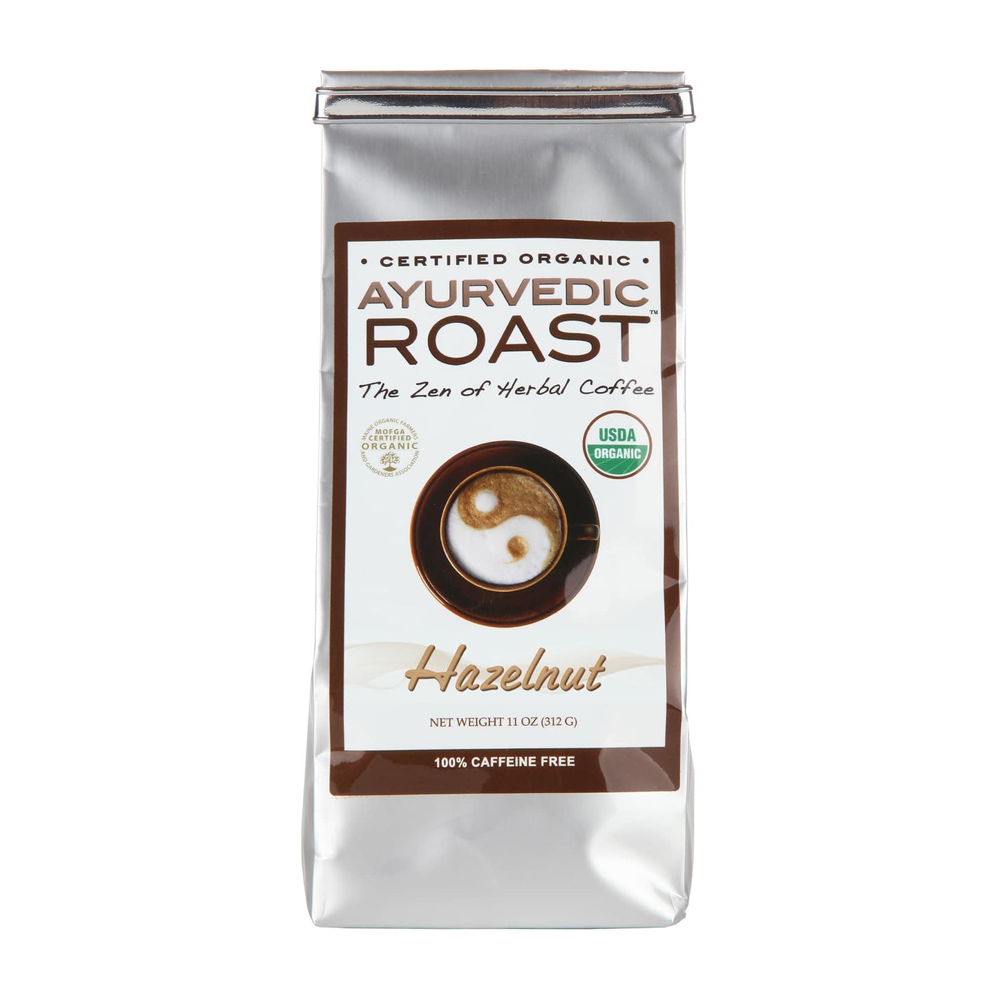 Ayurvedic Roast Hazelnut - Organic Coffee Substitute, Caffeine Free Grain Coffee with Barley Chicory Ashwagandha Brahmi 11 oz. - Only Tasty Goods Inc.