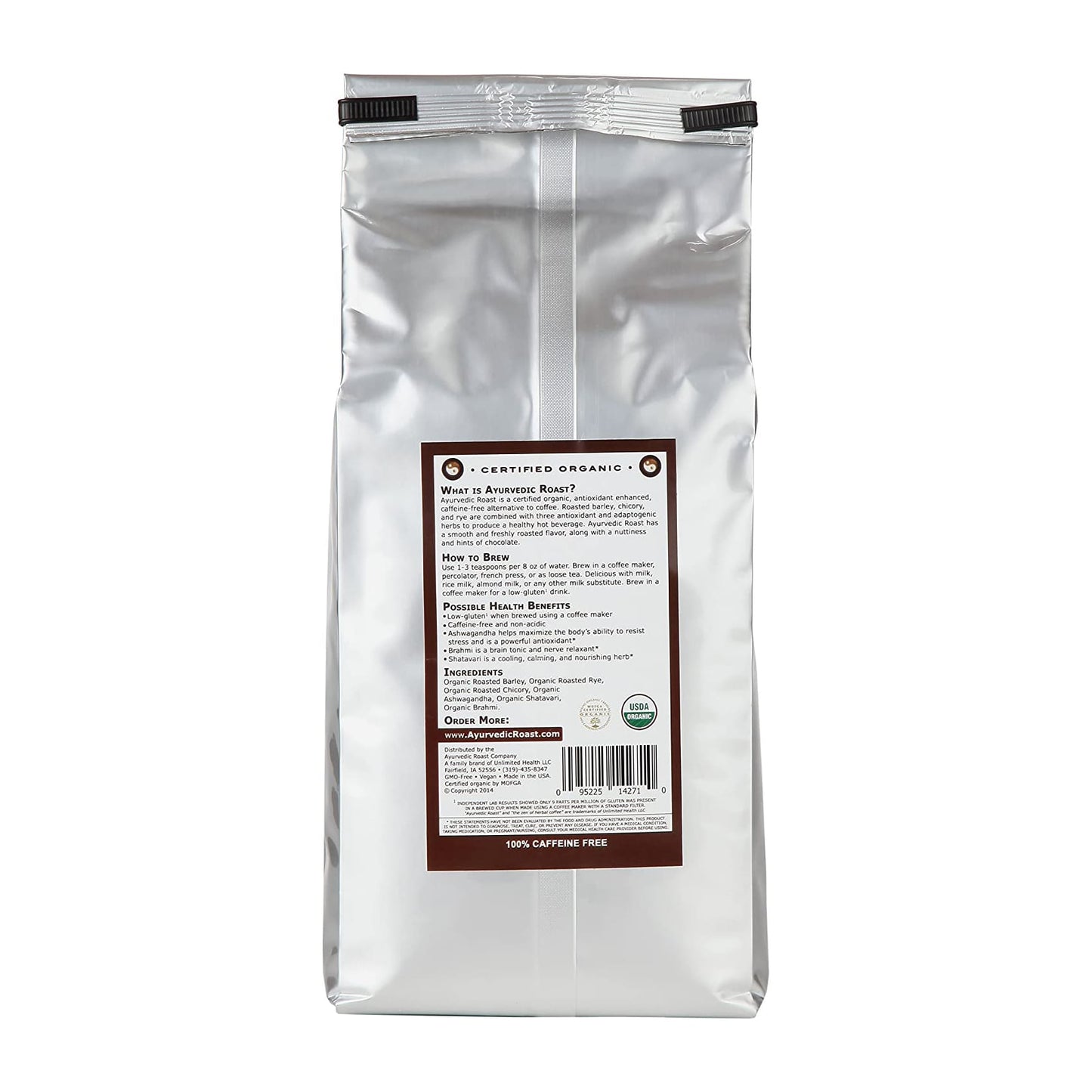 Ayurvedic Roast Unflavored - Organic Coffee Substitute, Caffeine Free Grain Coffee with Barley Chicory Ashwagandha Brahmi 4 lb. - Only Tasty Goods Inc.