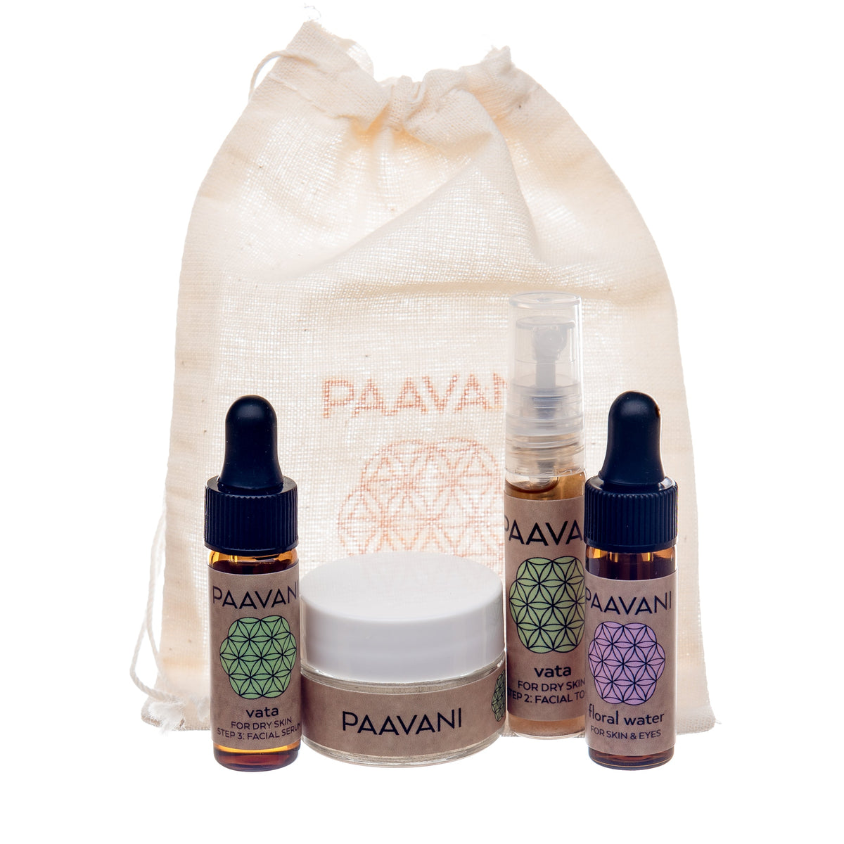 * Paavani Ayurveda - The Vata Skincare Ritual including Vata Cleanser and Mask, Vata Toner, Vata Serum and Floral Water, Ayurveda, Ayurvedic Bundle-2