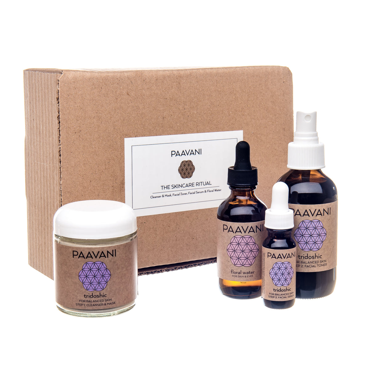 * Paavani Ayurveda - The Tridoshic Skincare Ritual including Ear Oil, Body Oil, Nose Oil, Pulling Oil and Floral Water , Ayurveda, Ayurvedic Bundle-1
