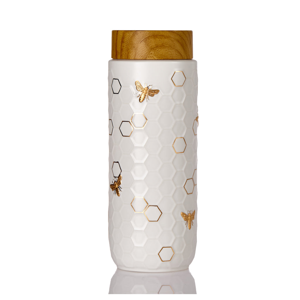 Honey Bee Travel Mug - Gold, Ceramics 16 oz-1