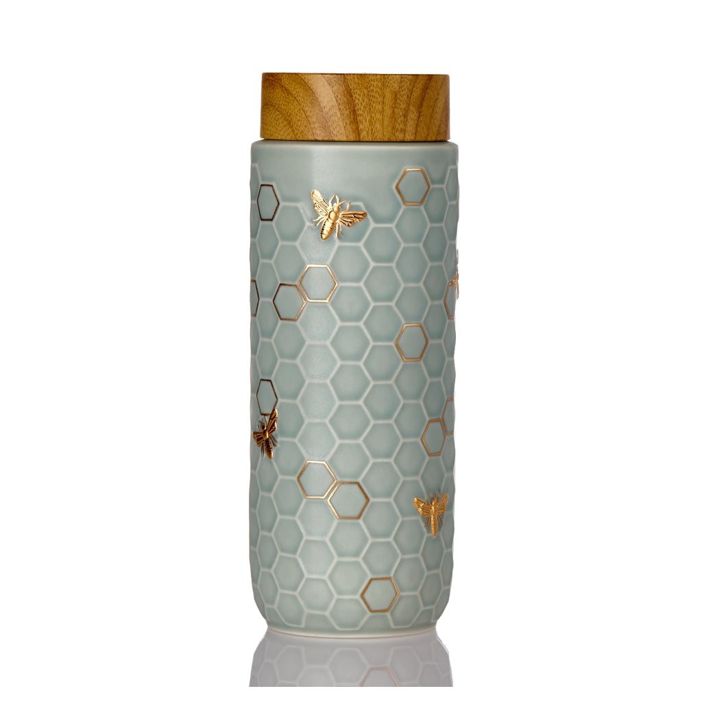 Honey Bee Travel Mug - Gold, Ceramics 16 oz-3